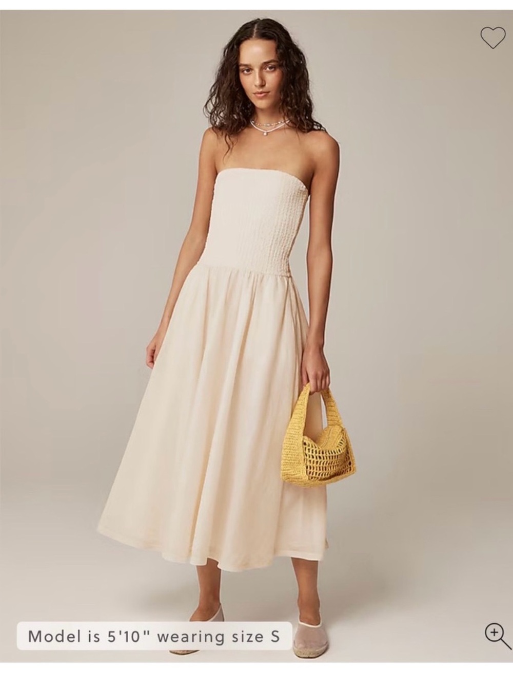 Jcrew Strapless Linen Cream Midi Dress - Elegant Smocked Bodice